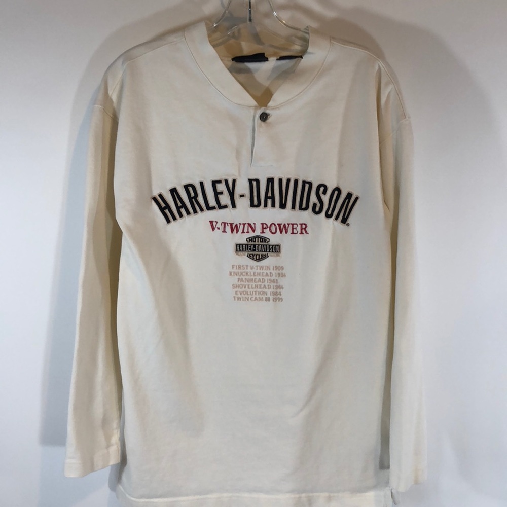 Harley Davidson cream Long sleeve polo size men S